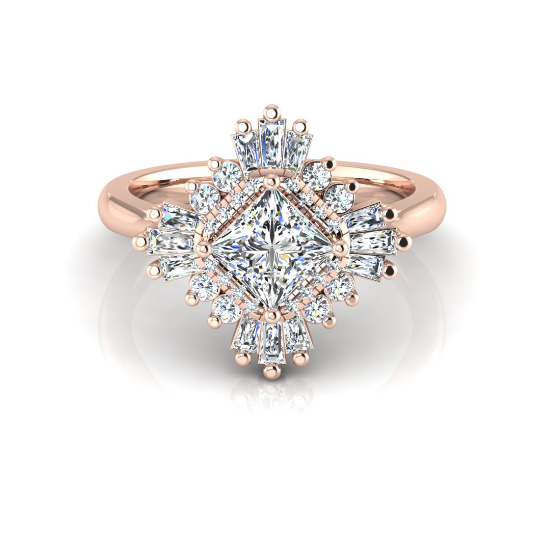 Delaney Ballerina Style Halo Engagement Ring